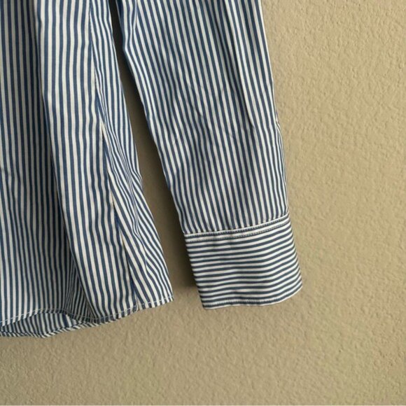 J.Crew Size XS Blue White Striped Cotton Button-Down Shirt Classic Preppy Style - Picture 8 of 14